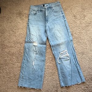 Kut from the Kloth Light Blue Distressed Wide-Leg Jeans